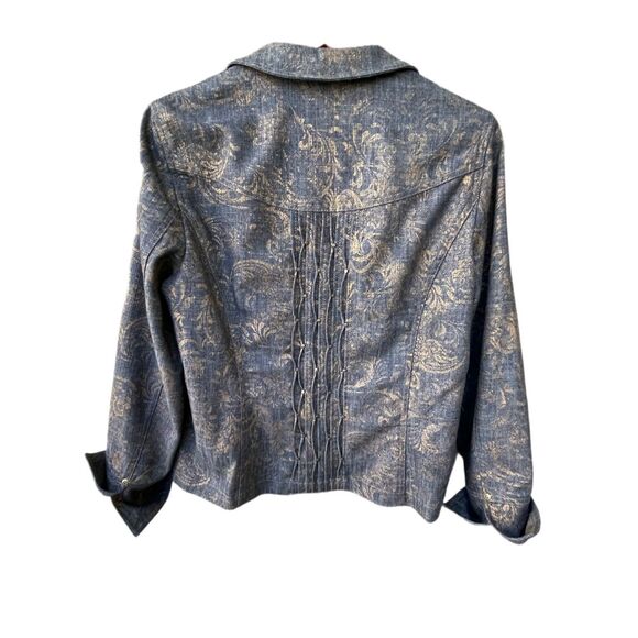 Coldwater Creek size 12 pleated, gold decor studded denim jacket. - Picture 4 of 10